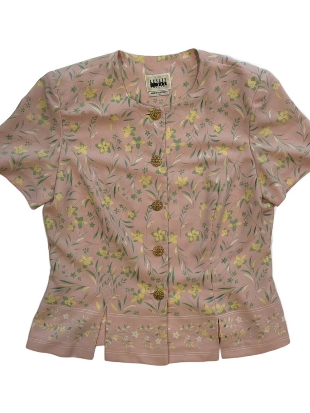 Leslie Fay Vintage 90s Button Down Top With Shoulder Pads Size 12